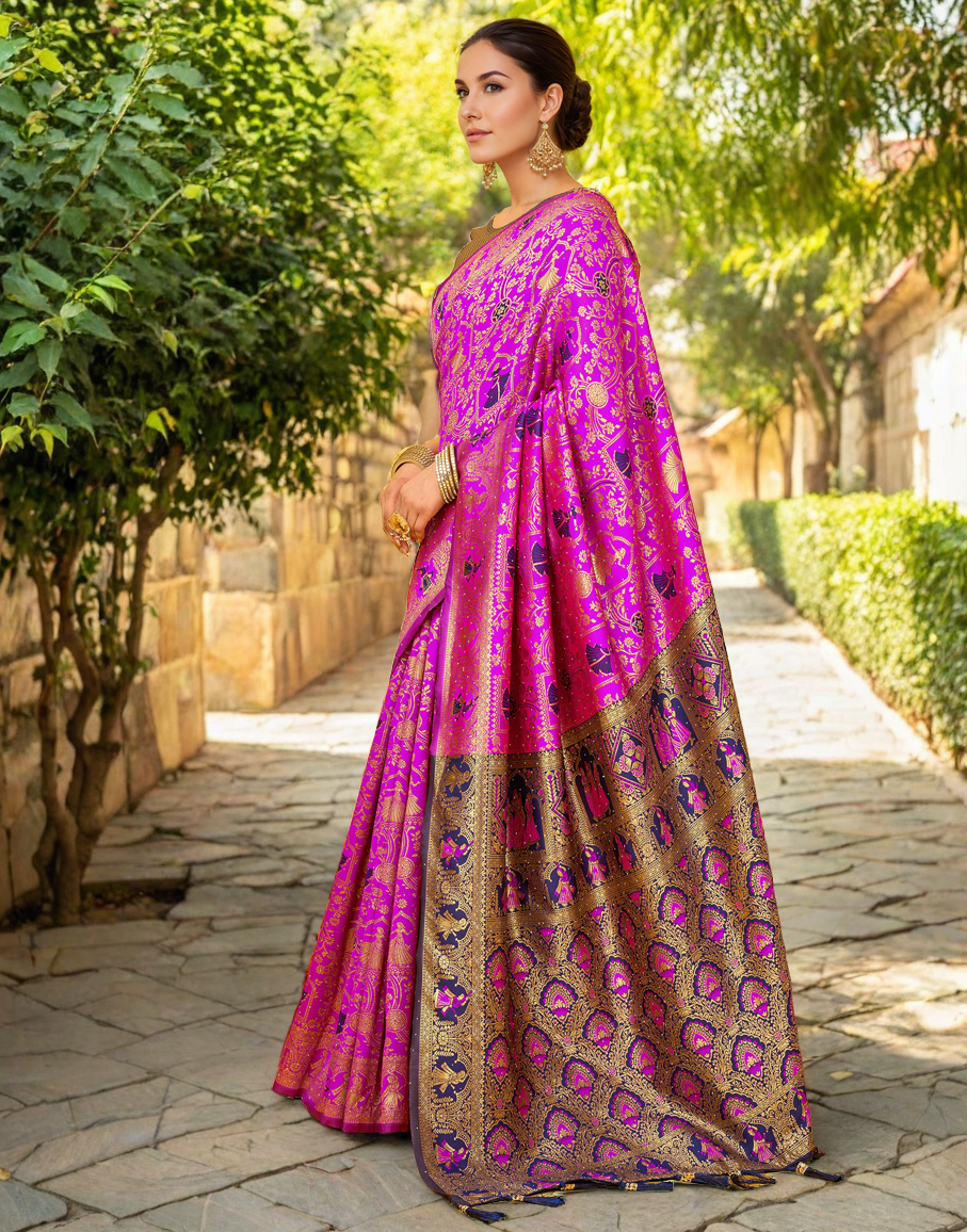 Paithani Silk Saree With Zari Weaving Work