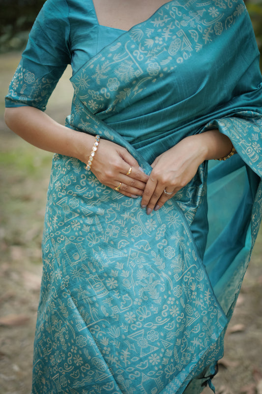 Handloom Raw Silk Saree With Contrast Weaving Work