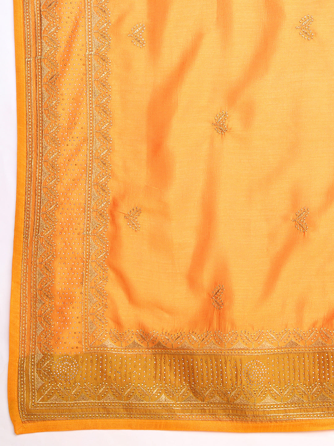 Fancy Yellow Soft Vichitra Silk Saree With Embroidery Work