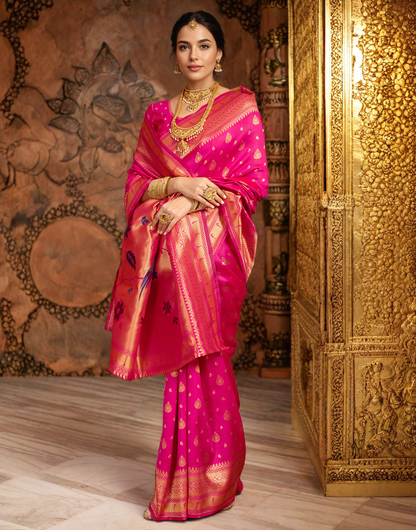 Paithani Silk Saree With Zari Weaving Work
