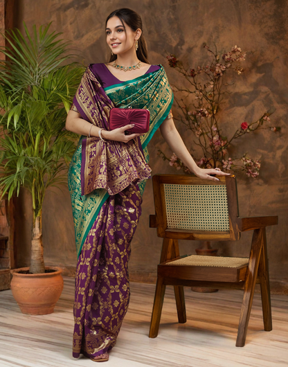 Paithani Silk Saree With Zari Weaving Work