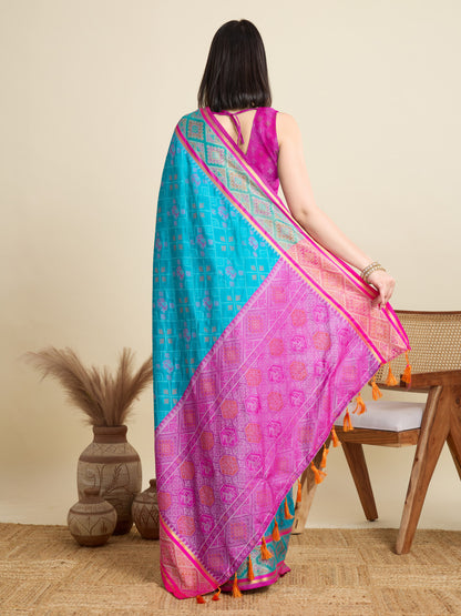 Firoji Traditional Patola Silk Saree With Weaving Work