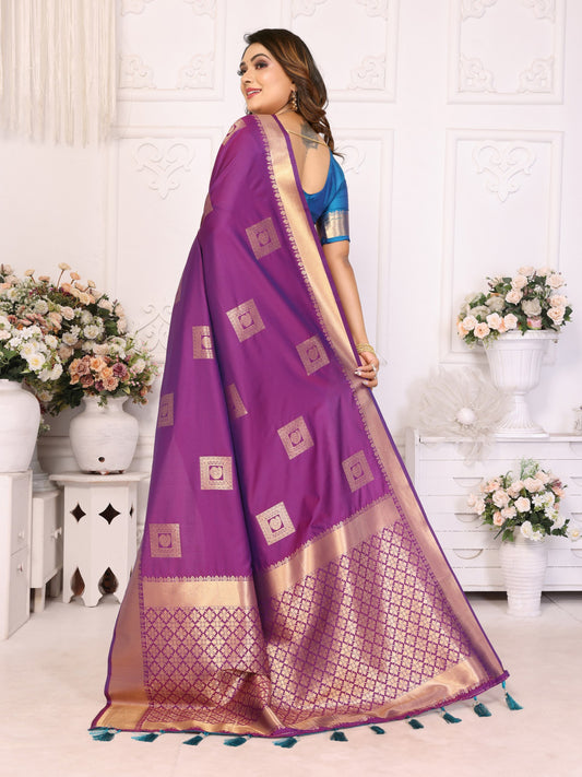 Purple Premium Soft Silk Saree With Zari Weaving Work