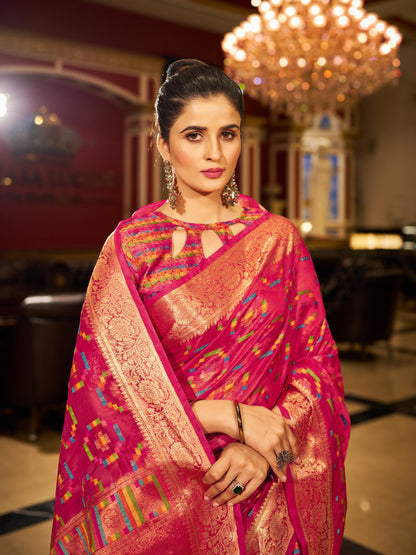 Soft Organza Silk Saree With Zari Weaving Work