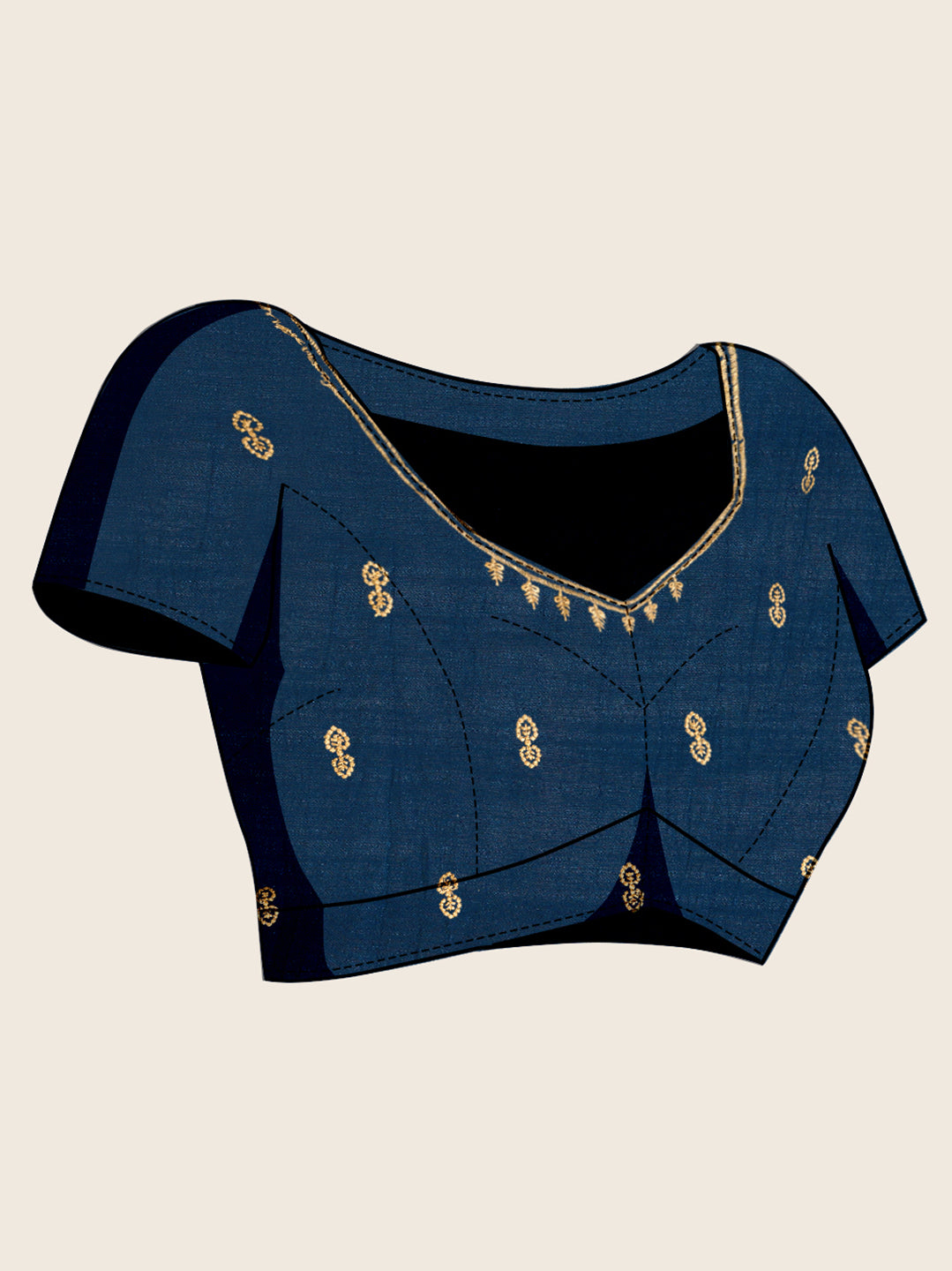 Fancy Blue Soft Vichitra Silk Saree With Embroidery Work