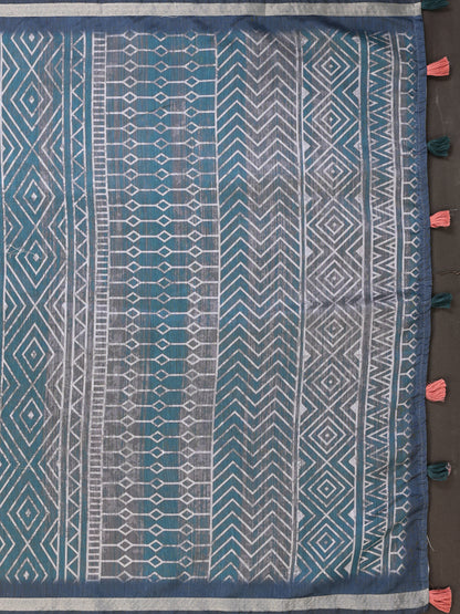 Multi Colour Chanderi Cotton Saree With Digital Printed Work