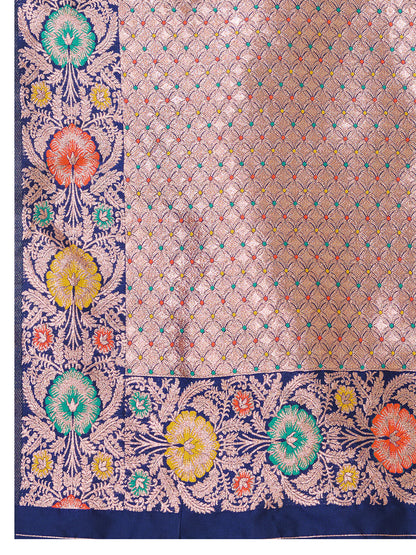 Traditional Navy Blue Color Jacquard Silk Saree With Zari Work