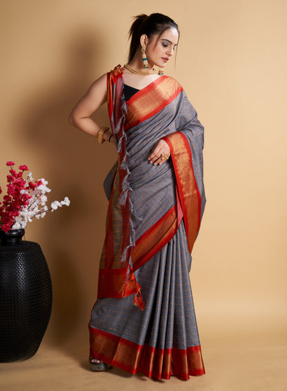 Soft Cotton Saree With Zari Weaving Work