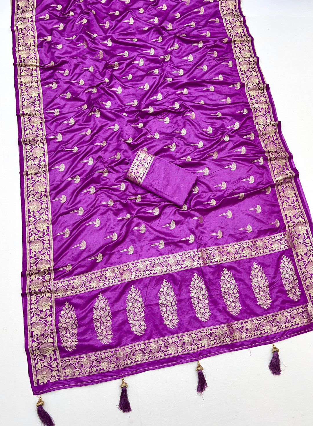 Magenta Color Soft Viscose Satin Silk Saree With Zari Weaving Work