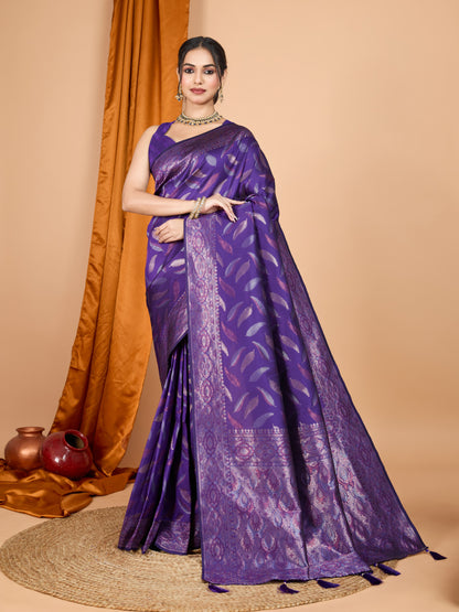 Traditional Banarasi Silk Saree With Zari Weaving Work