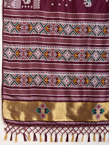 Traditional Muslin Dola Silk Saree With Meenakari Zari Weaving Work