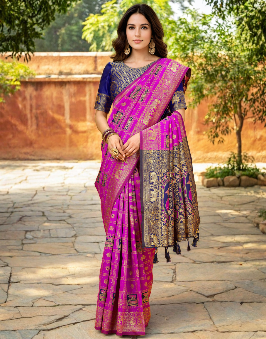Paithani Silk Saree With Zari Weaving Work