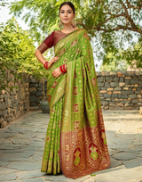 Paithani Silk Saree With Zari Weaving Work