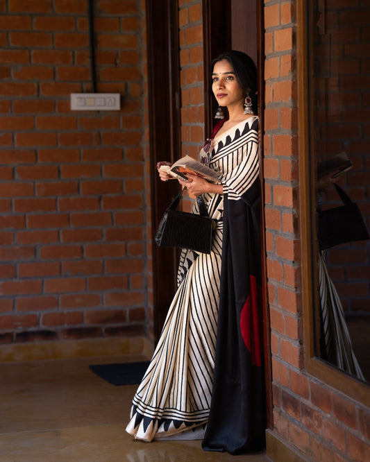 Multi Fancy Ajrakh Digital Printed Crepe Silk Saree