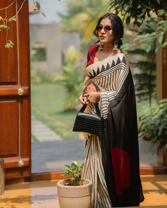 Multi Fancy Ajrakh Digital Printed Crepe Silk Saree