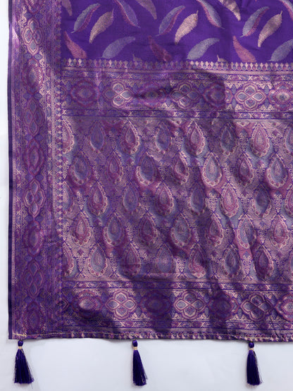 Traditional Banarasi Silk Saree With Zari Weaving Work