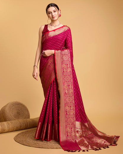 Banarasi Silk Saree With Zari Weaving Work