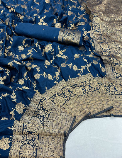 Firoji Luxurious Viscose Khaddi Georgette Banarasi Saree With Zari Weaving Work