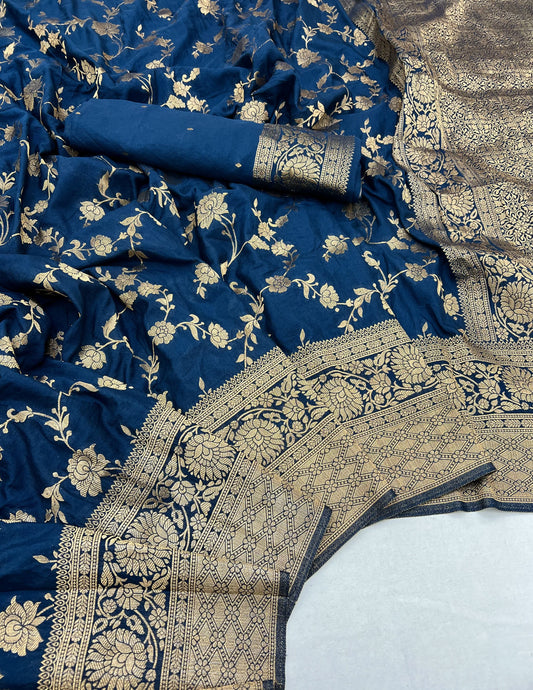 Firoji Luxurious Viscose Khaddi Georgette Banarasi Saree With Zari Weaving Work