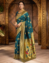 Paithani Silk Saree With Zari Weaving Work
