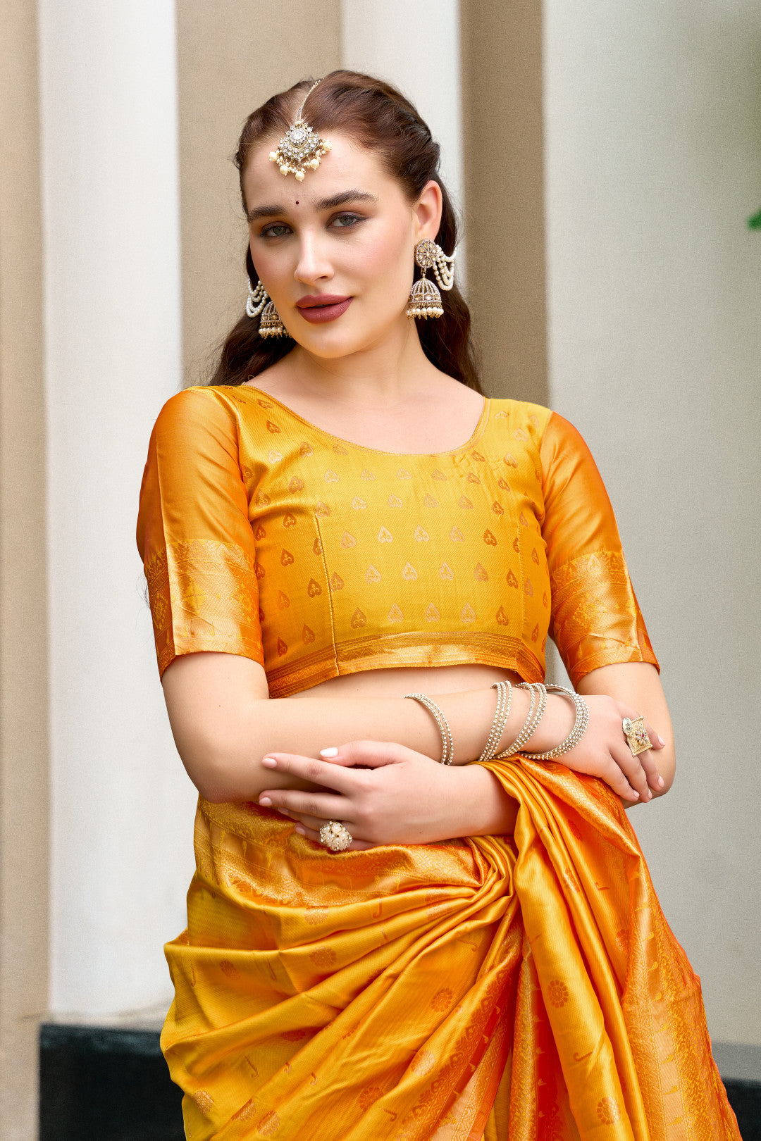 Traditional Yellow Paithani Silk Saree With Zari Weaving Work