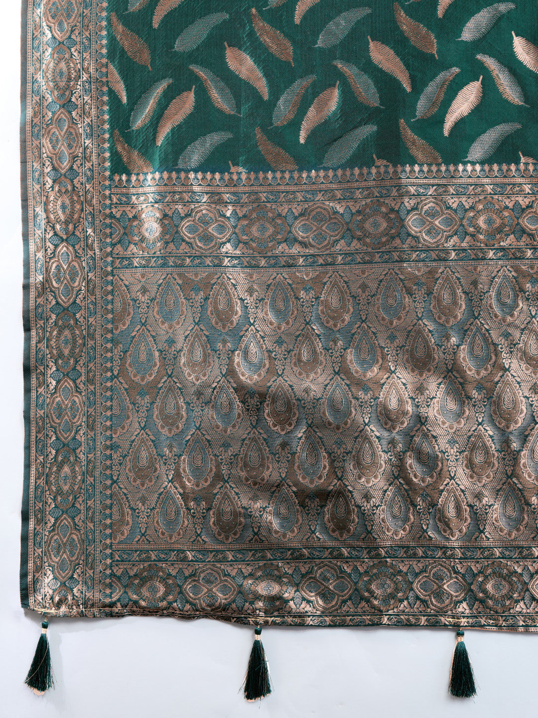 Green Traditional Banarasi Silk Saree With Zari Weaving Work
