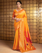 Traditional Paithani Silk Saree With Zari Weaving Work