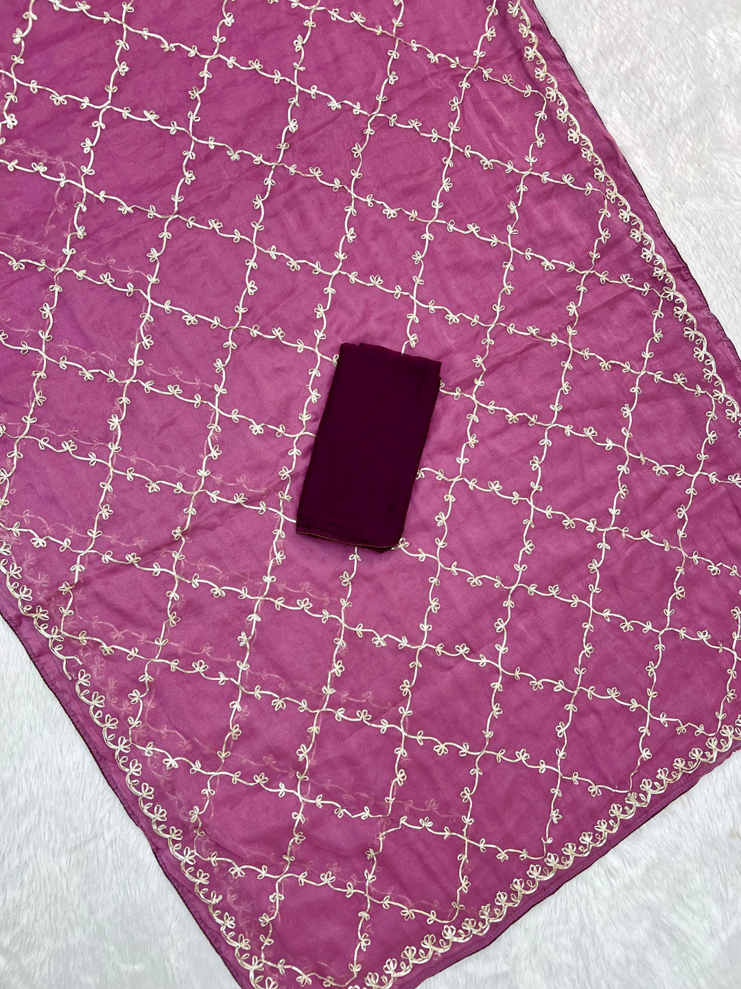 Magenta Hand Work Viscose Silk Saree