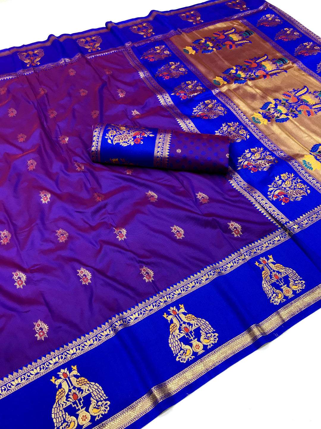 Purple Paithani Silk Saree With Meenakari Zari Weaving Work