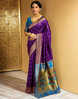 Traditional Chand Design Paithani Silk Saree With Zari Weaving Work