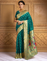 Traditional Paithani Silk Saree With Zari Weaving Work
