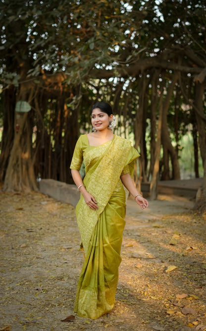 Handloom Raw Silk Saree With Contrast Weaving Work