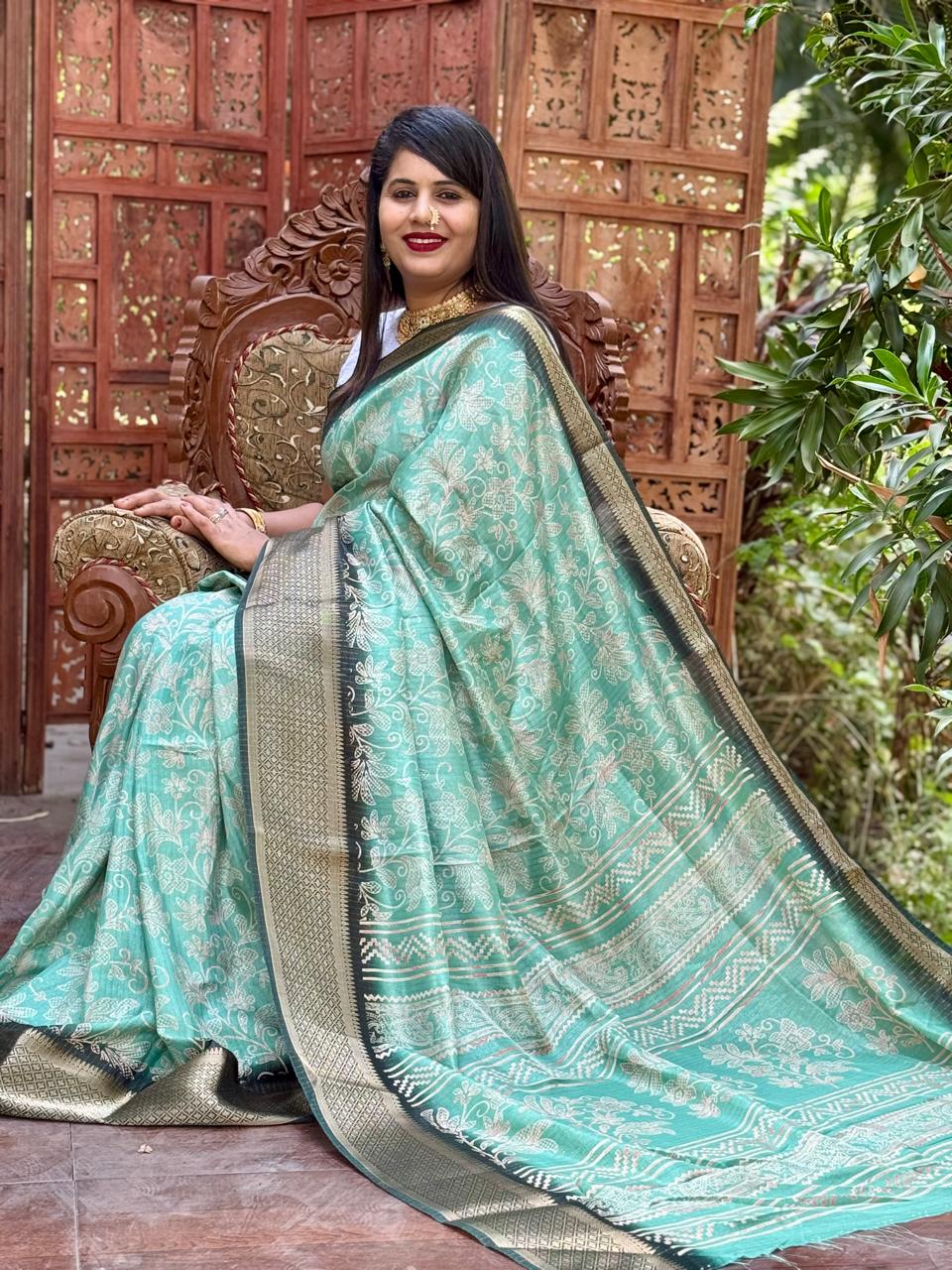 New Design Digital Printed Soft Dola Silk Saree