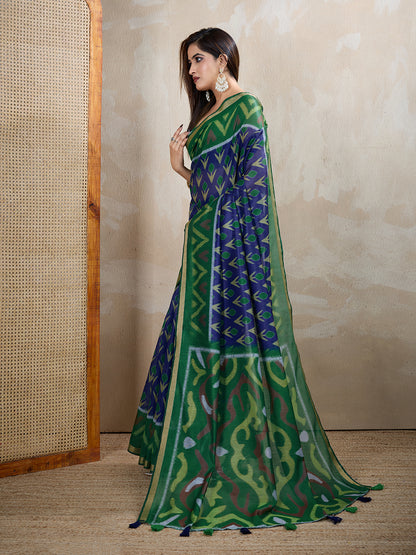 Multi Colour Chanderi Cotton Saree With Digital Printed Work
