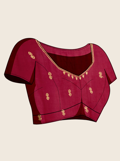 Fancy Rani Pink Soft Vichitra Silk Saree With Embroidery Work