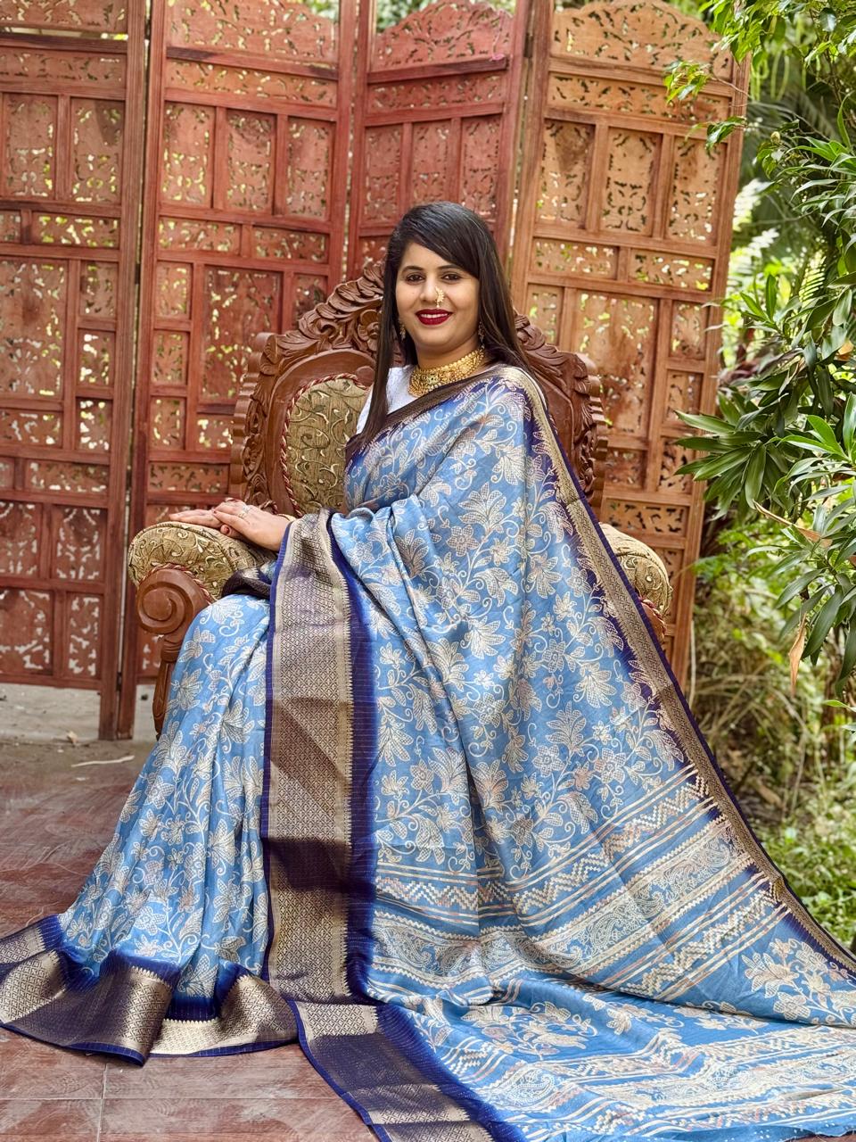 New Design Digital Printed Soft Dola Silk Saree
