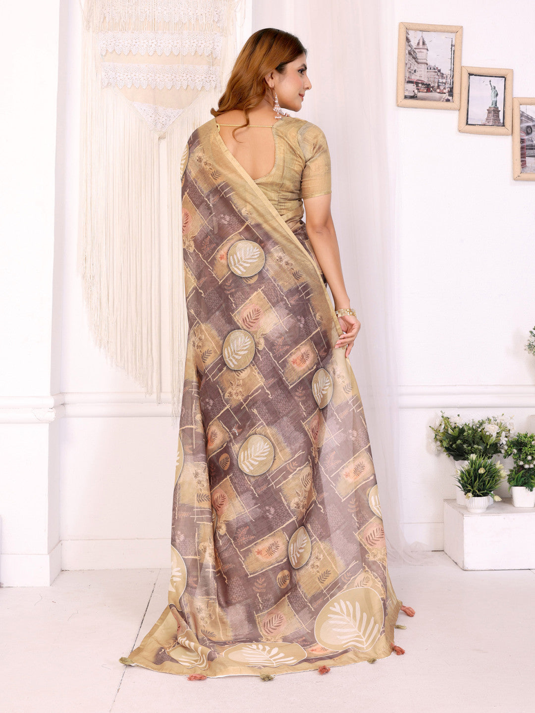 Multi Colour Chanderi Cotton Saree With Digital Printed Work