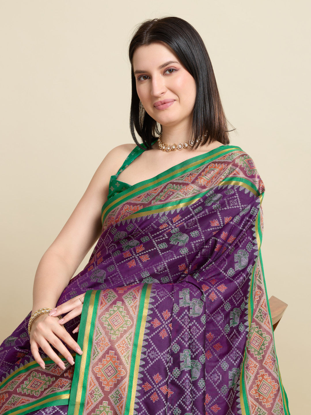 Magenta Traditional Patola Silk Saree With Weaving Work