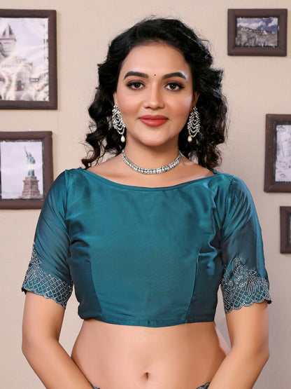 Fancy Firoji Rangoli Silk Saree With Diamond Work