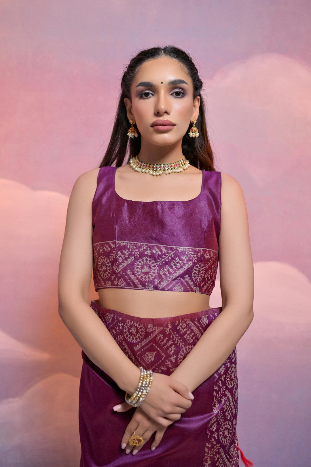 Wine Color Handloom Raw Silk Saree With Contrast Weaving Work