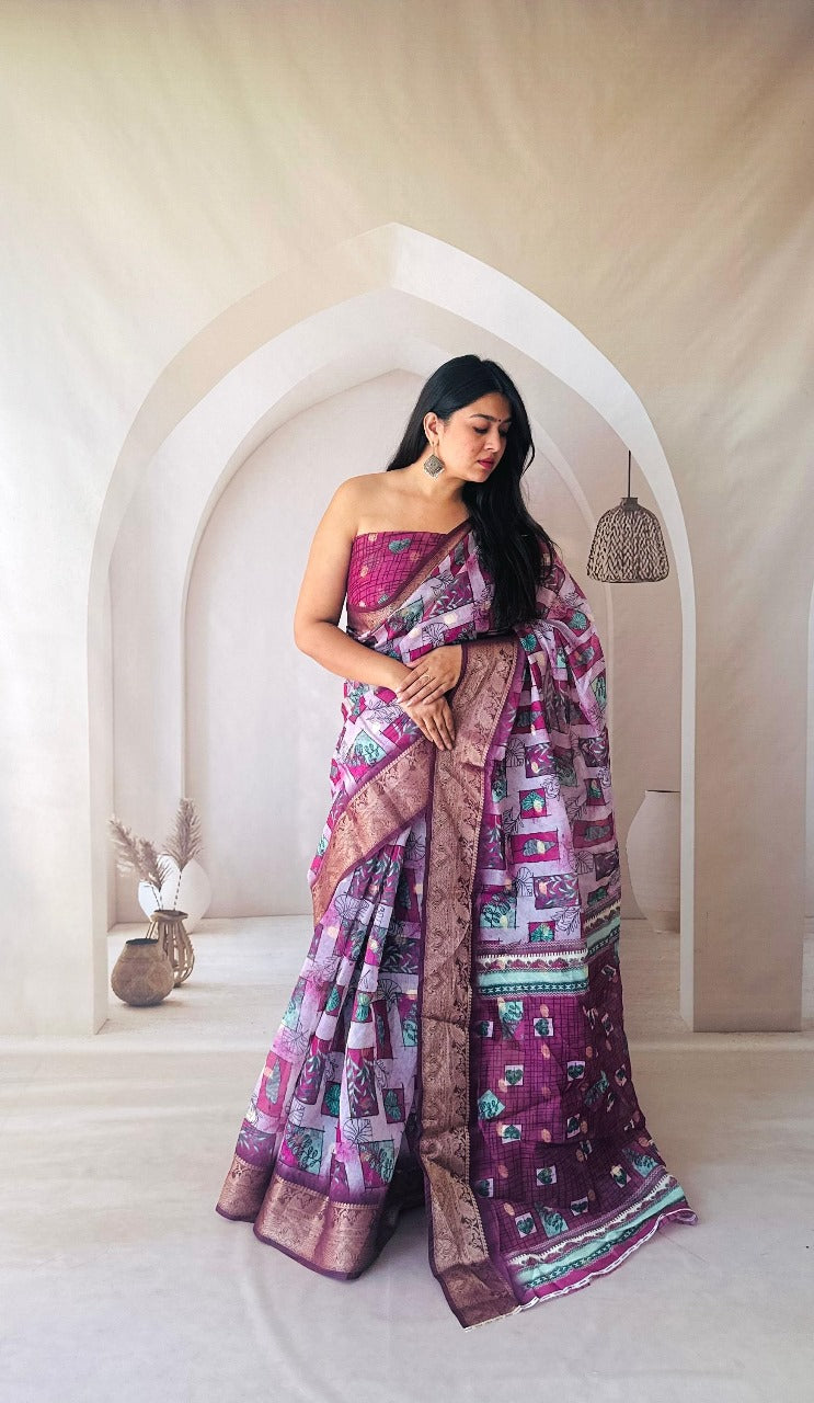 Soft Dola Silk Saree With Digital Printed Work