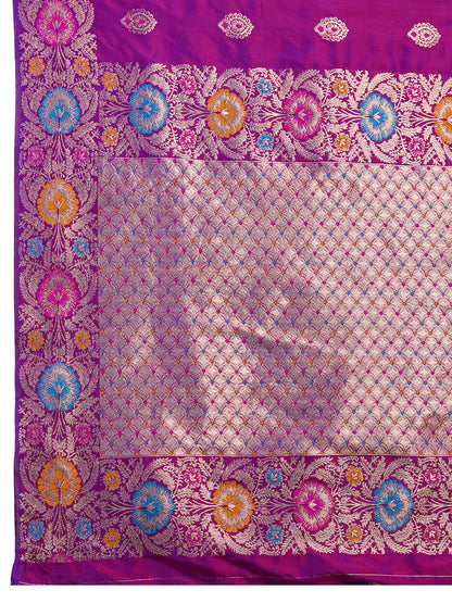 Traditional Magenta Color Jacquard Silk Saree With Zari Work