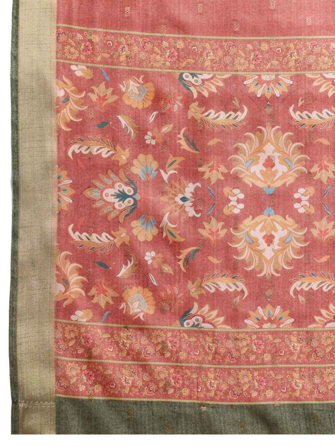 Red Soft Cotton Saree With Kalamkari Printed Pallu & Zari Border