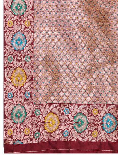 Traditional Maroon Color Jacquard Silk Saree With Zari Work