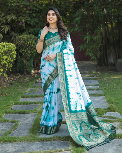 Green Color Dola Silk Saree With Shibori Printed Work