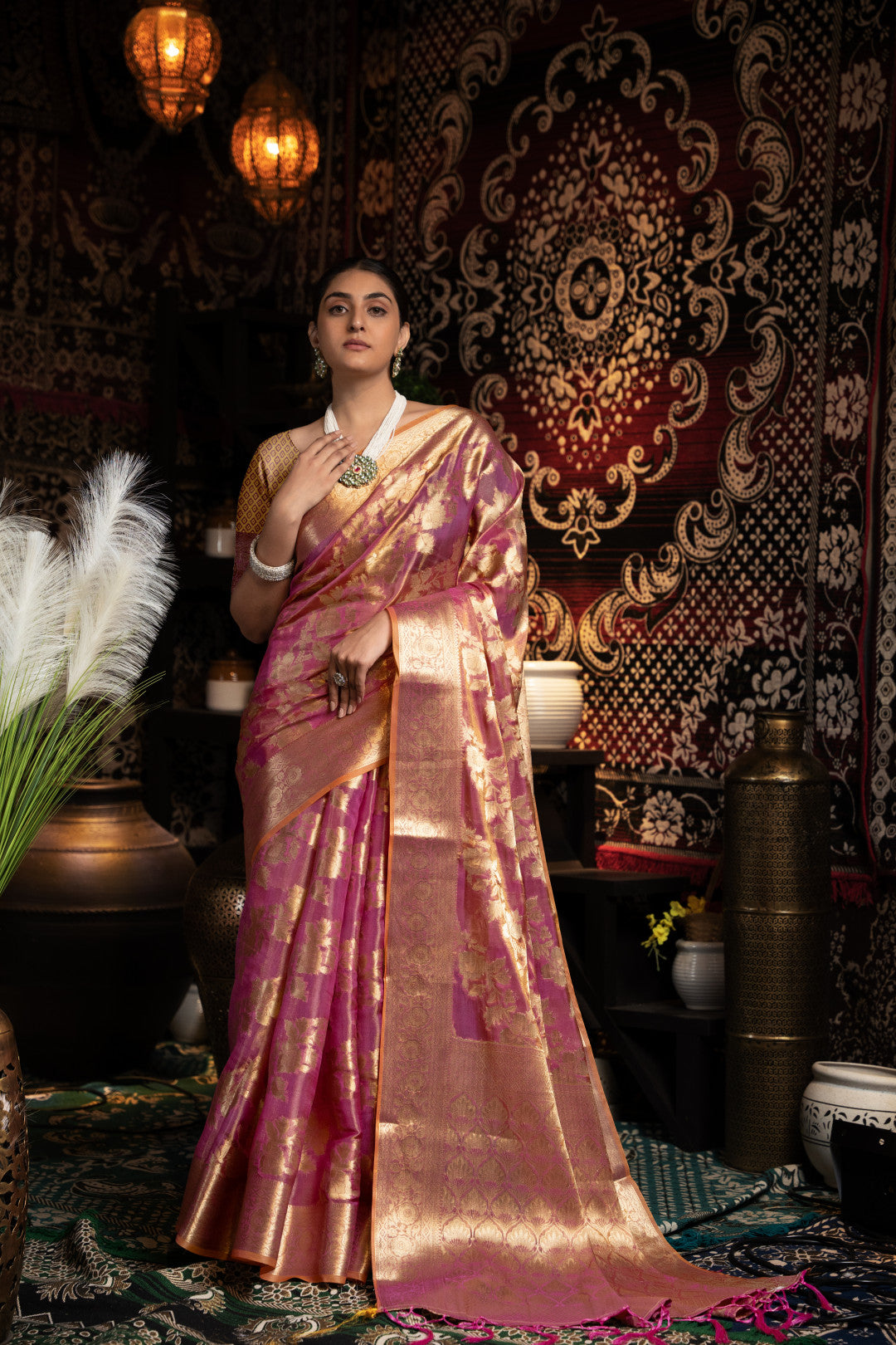 Purple Jimmy Choo Saree With Weaving Work