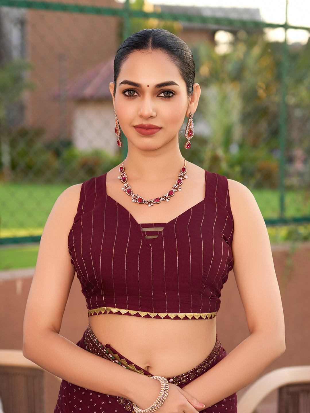 Maroon Stylist Soft Cotton Saree With Unique Table Printed & Lace Border