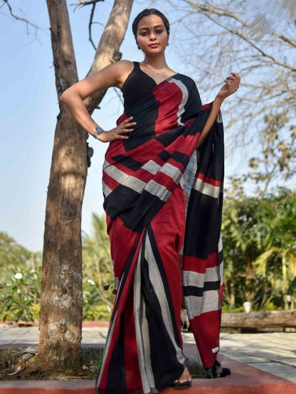 Multi Color Office Wear Khadi Cotton Saree