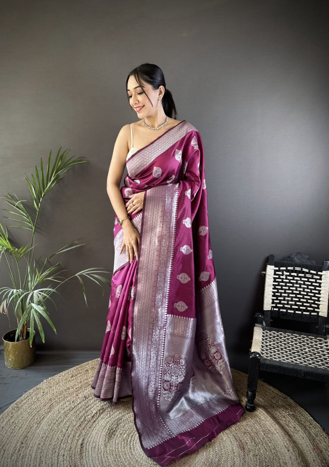 Traditional Banarasi Silk Saree With Zari Weaving Work