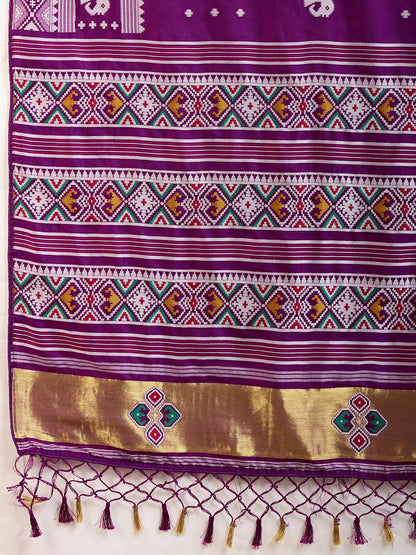 Traditional Muslin Dola Silk Saree With Meenakari Zari Weaving Work
